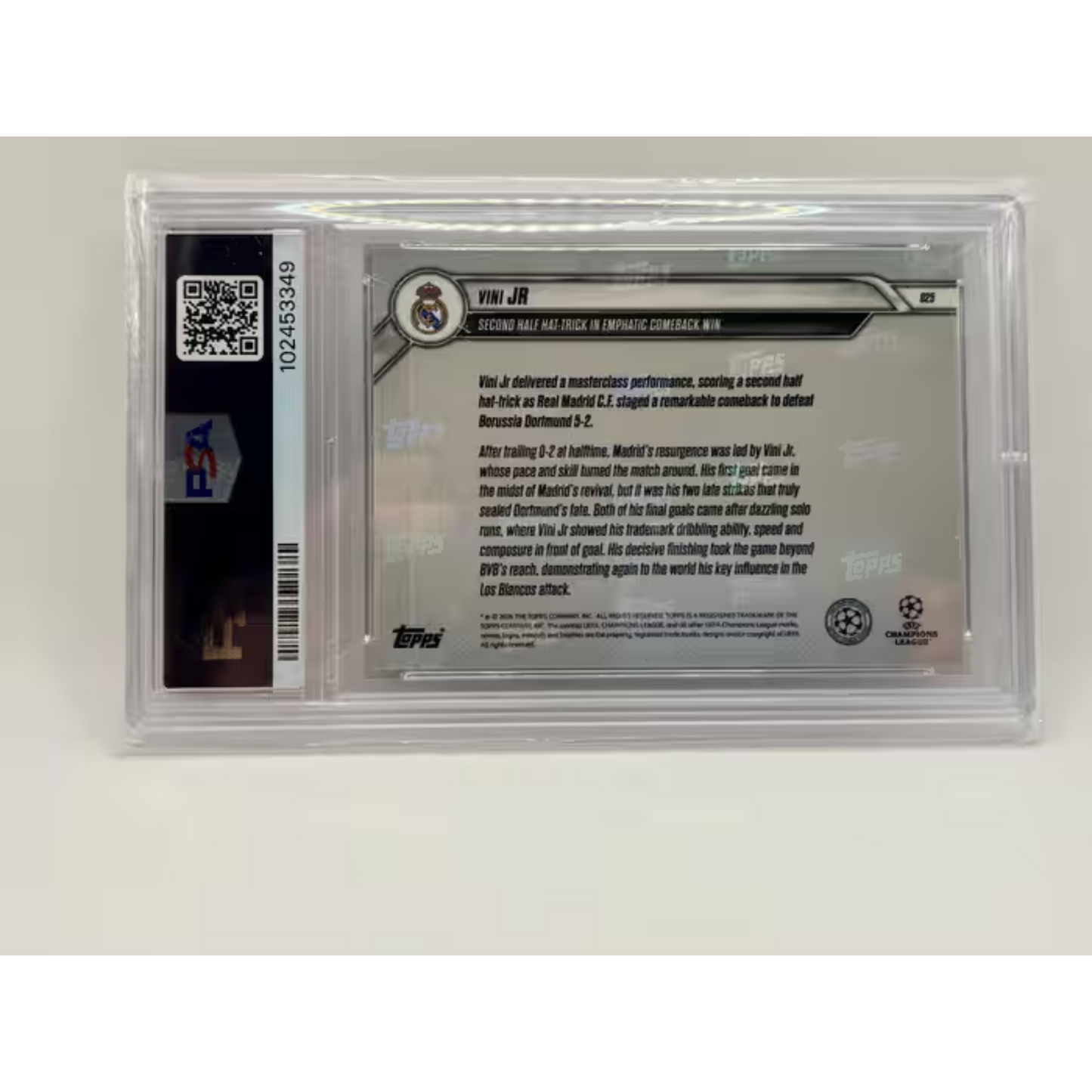 2024 Topps Now UCL Real Madrid Vinicius Junior Red /10 PSA GEM Mint 10