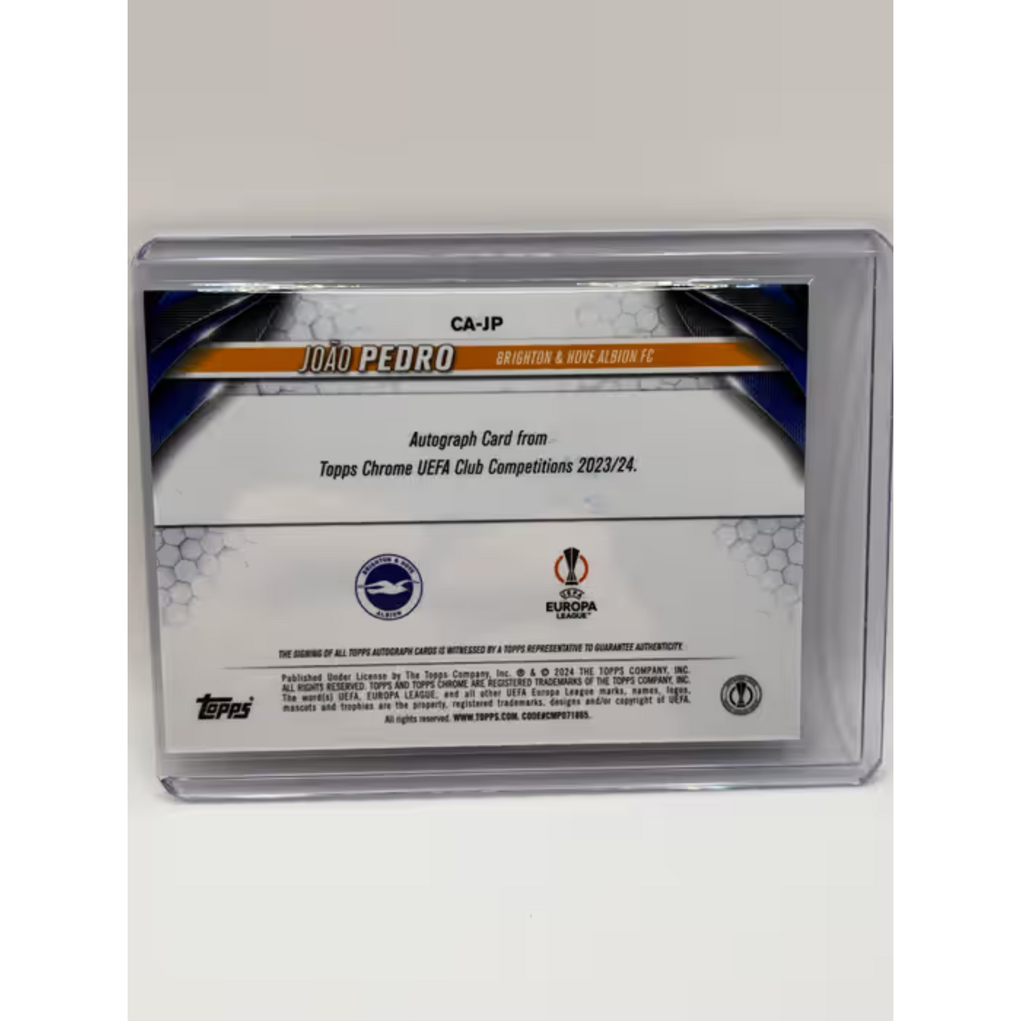 2023-24 Topps Chrome Uefa Signed On-Card Autographed Joao Pedro Card