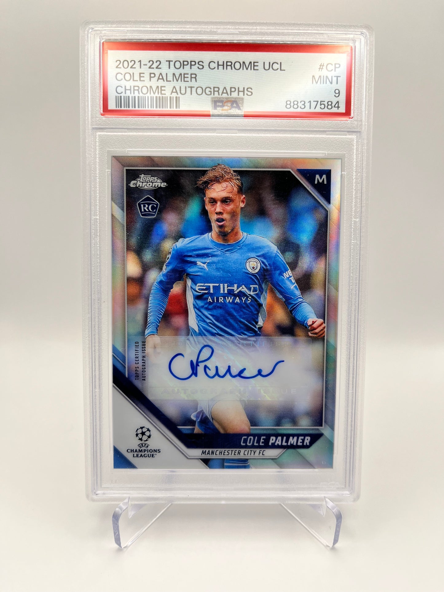 2021-22 Topps Chrome UCL COLE PALMER Rookie Refractor Auto PSA 9 🔥🔥