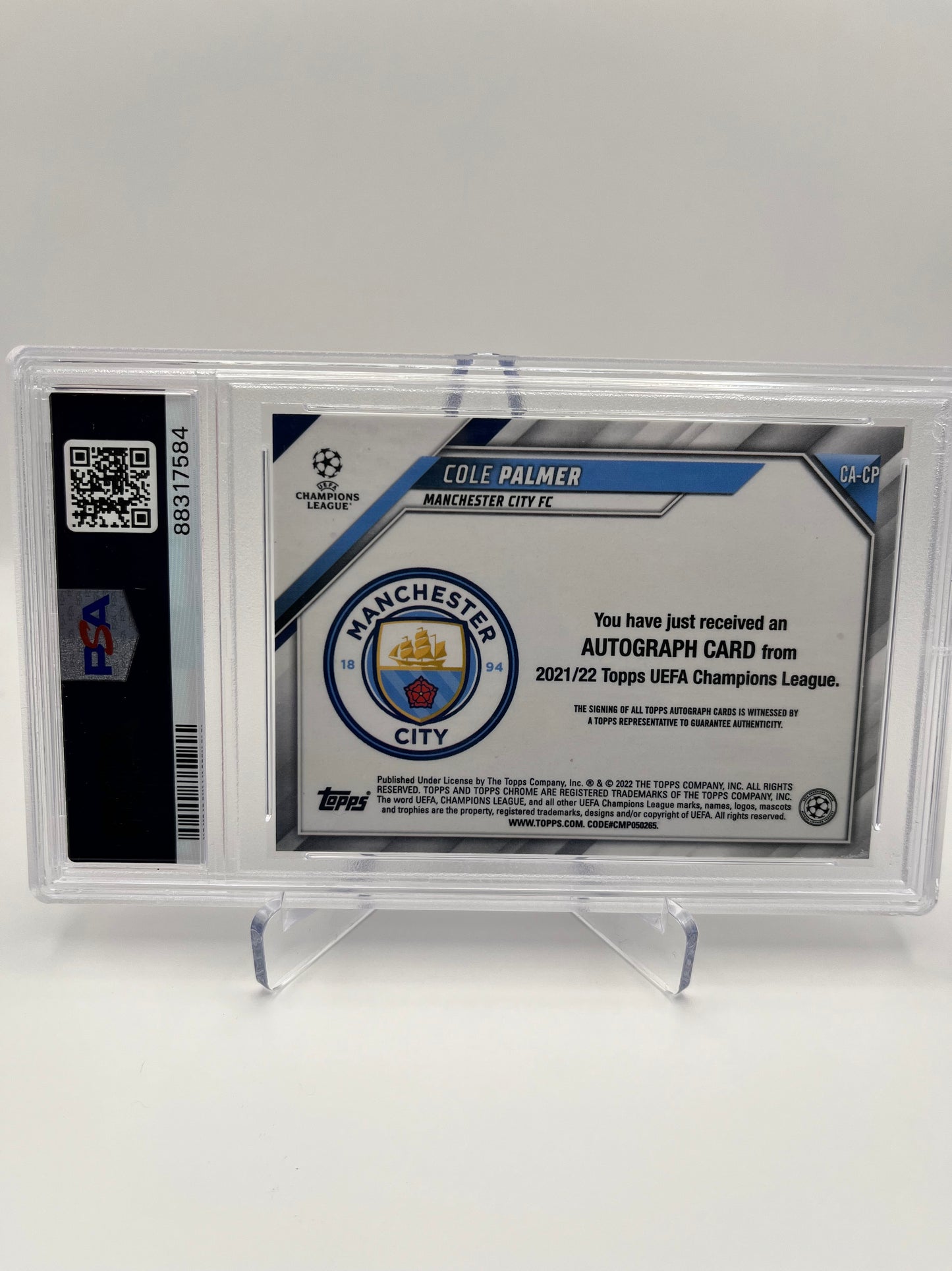 2021-22 Topps Chrome UCL COLE PALMER Rookie Refractor Auto PSA 9 🔥🔥