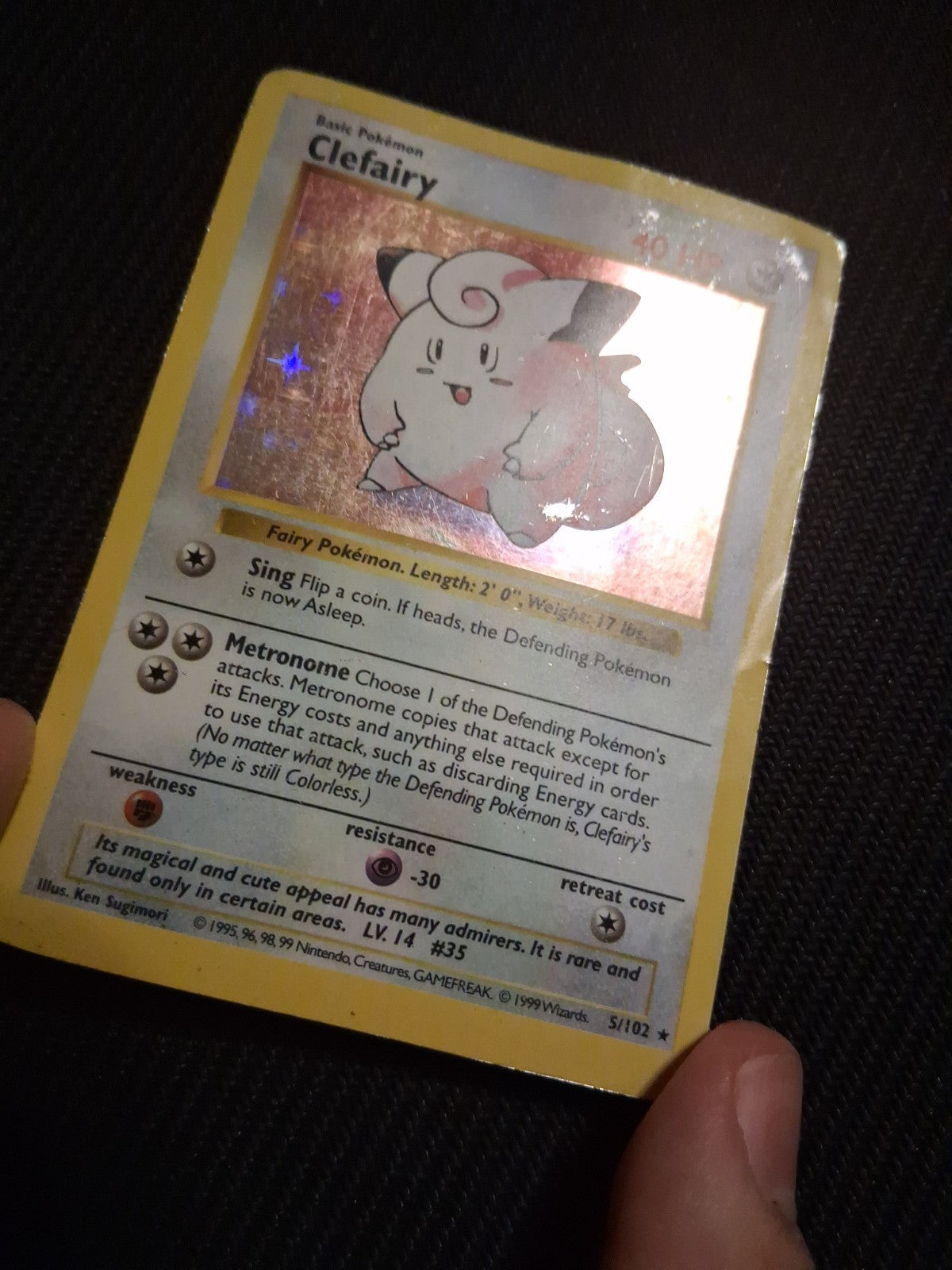 Pokémon TCG Clefairy Base Set 5/102 Holo Shadowless Holo Rare- HP