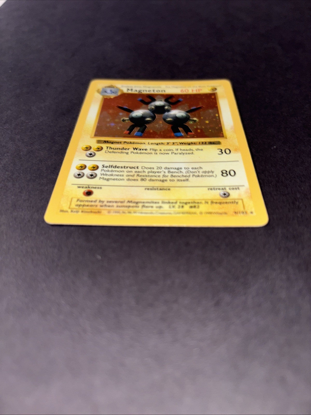 Magneton Base Set Shadowless Holo Rare Pokemon Card 9/102 LP to MP Condition