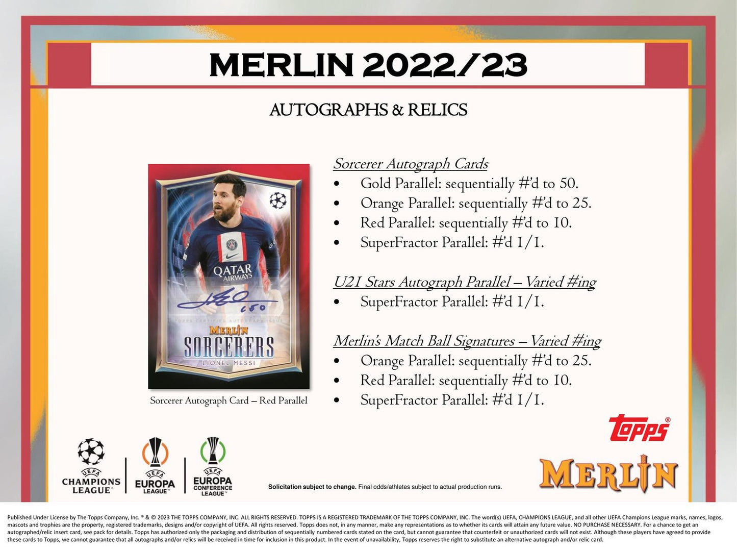 2022/23 TOPPS UEFA CLUB COMPETITIONS MERLIN CHROME SOCCER HOBBY BOX