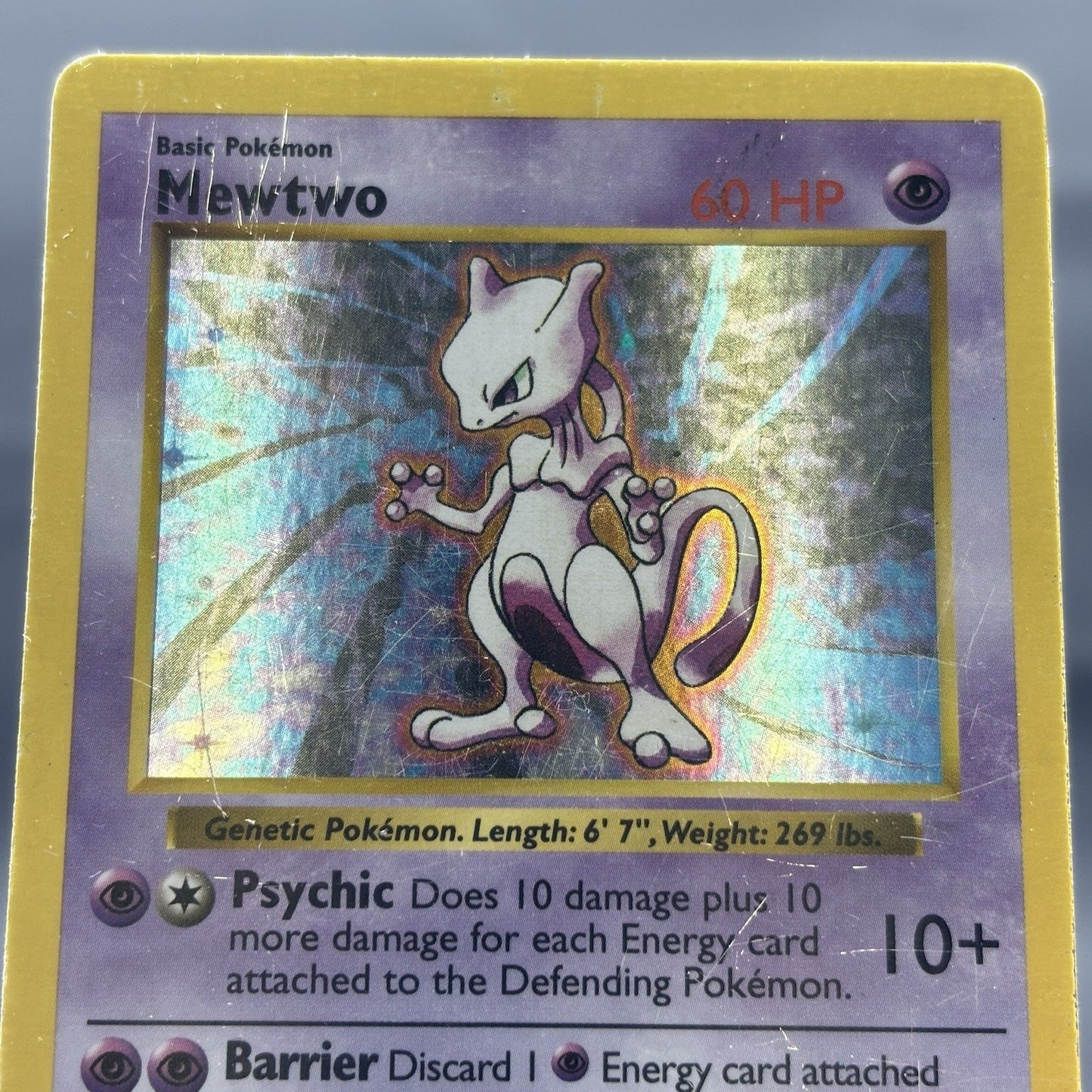 Mewtwo 10/102 Shadowless Base Set Holo Rare Pokemon Card TCG Vintage 1999 DMG
