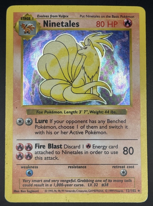Pokemon TCG Shadowless Ninetales Base Set Holo WOTC 12/102 HP