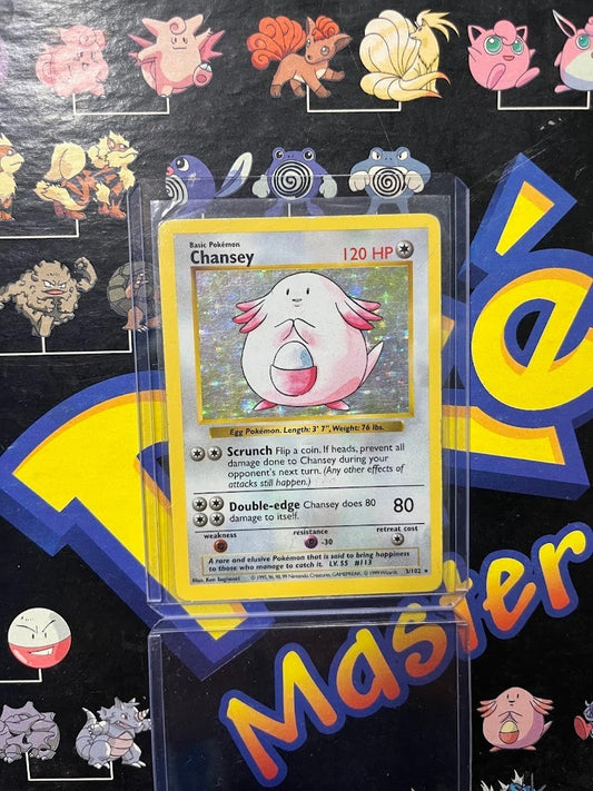 Pokemon Chansey 3/102 Shadowless Base Set Holo Rare WOTC 1999 MP
