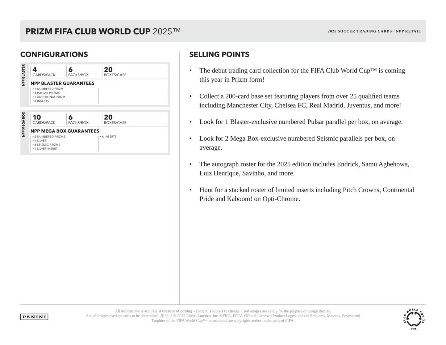 2025 Panini Prizm FIFA Club World Cup Soccer Mega Box