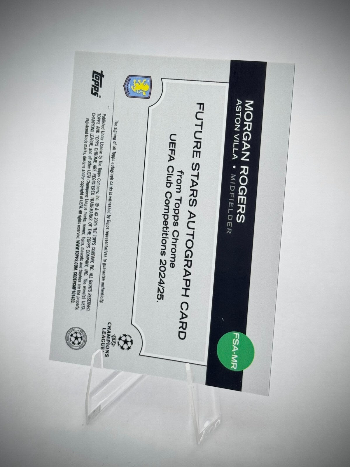 Morgan Rogers 2024-25 Topps Chrome UCC Aston Villa FSA-MR Aqua Lava 95/199