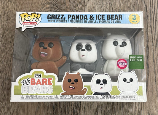 Funko Pop! We Bare Bears Grizz, Panda & Ice Bear 3 Pack Flocked Barnes & Noble