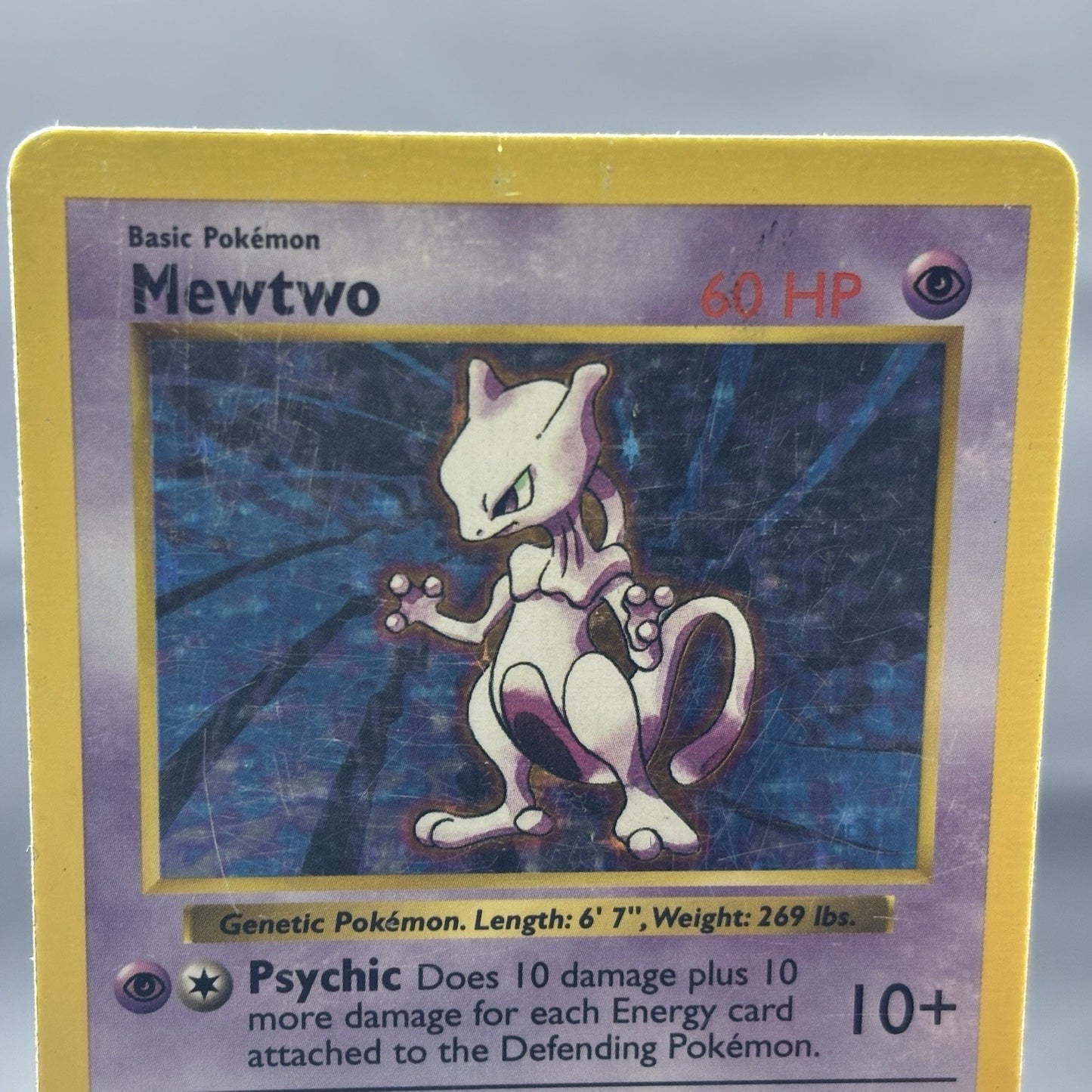 Mewtwo 10/102 Shadowless Base Set Holo Rare Pokemon Card TCG Vintage 1999 DMG