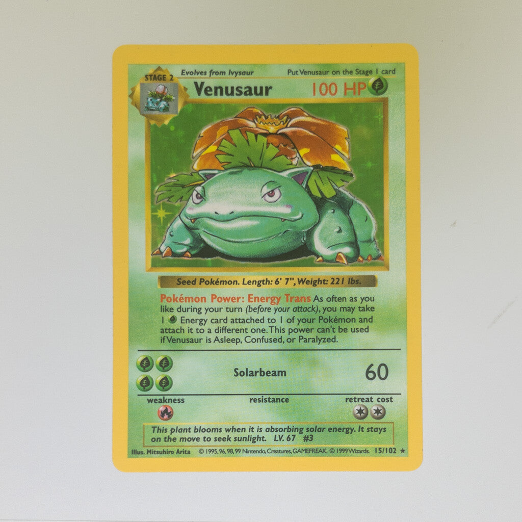 Pokemon Card - Base 15/102 - VENUSAUR (holo-foil)**Shadowless** *Lightly Played*