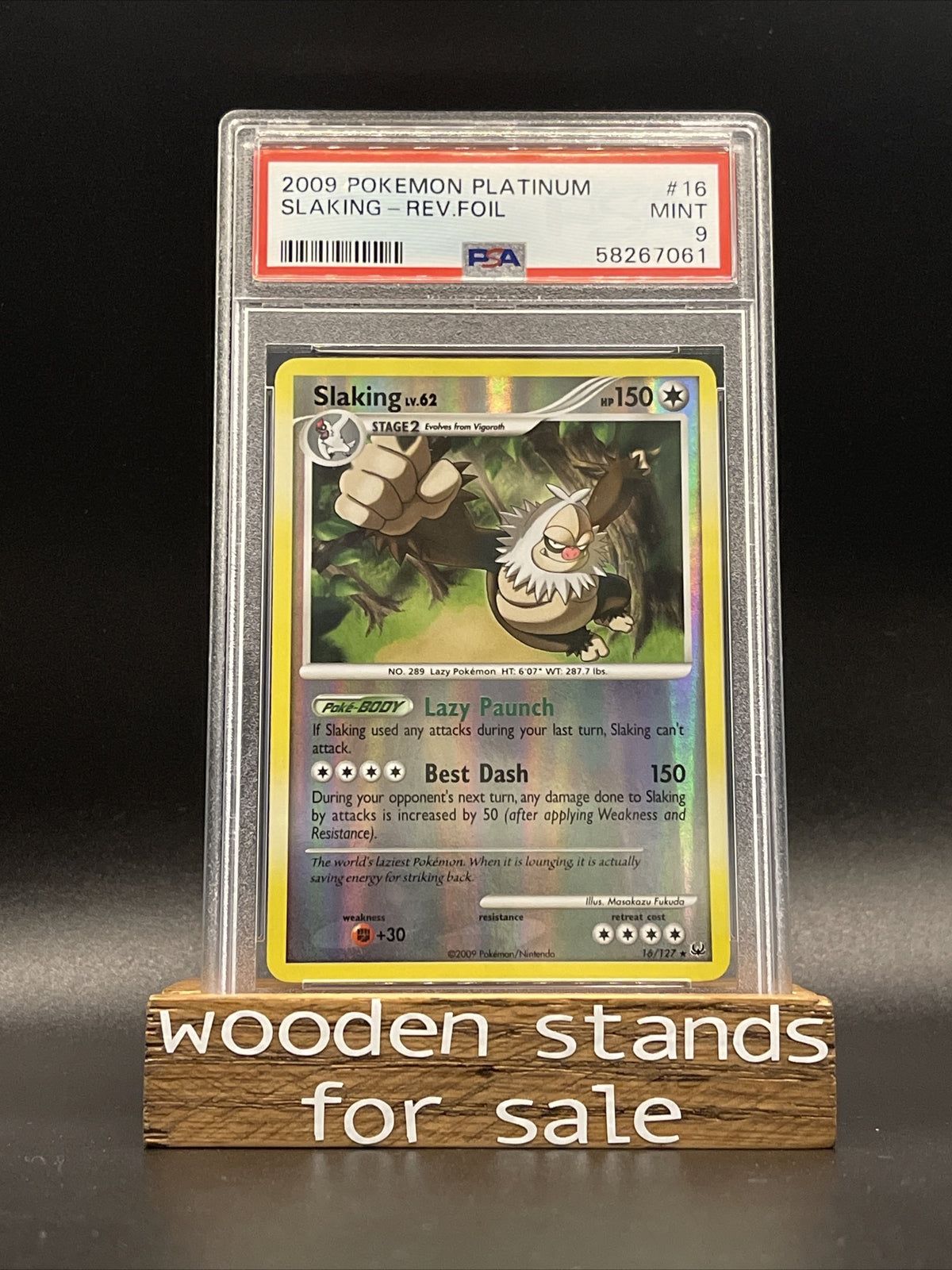 PSA 9 MINT Slaking Platinum Base Set Reverse Holo Rare Pokemon Card 16/127