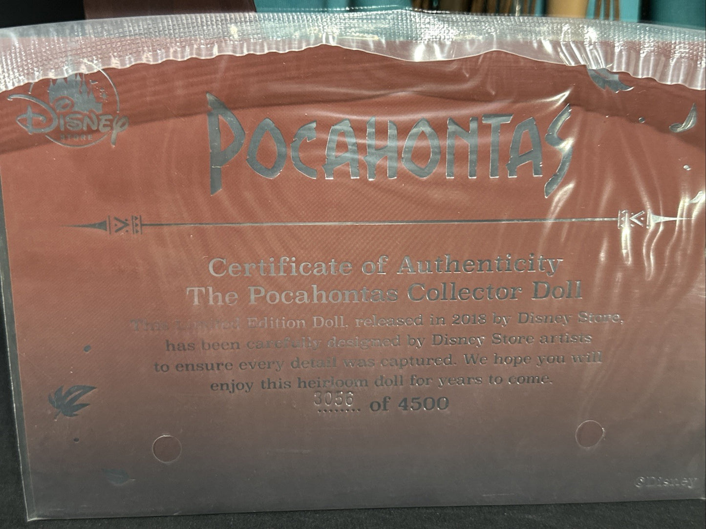 Disney Pocahontas 17" Doll Limited Edition #3056/4500 Disney Store