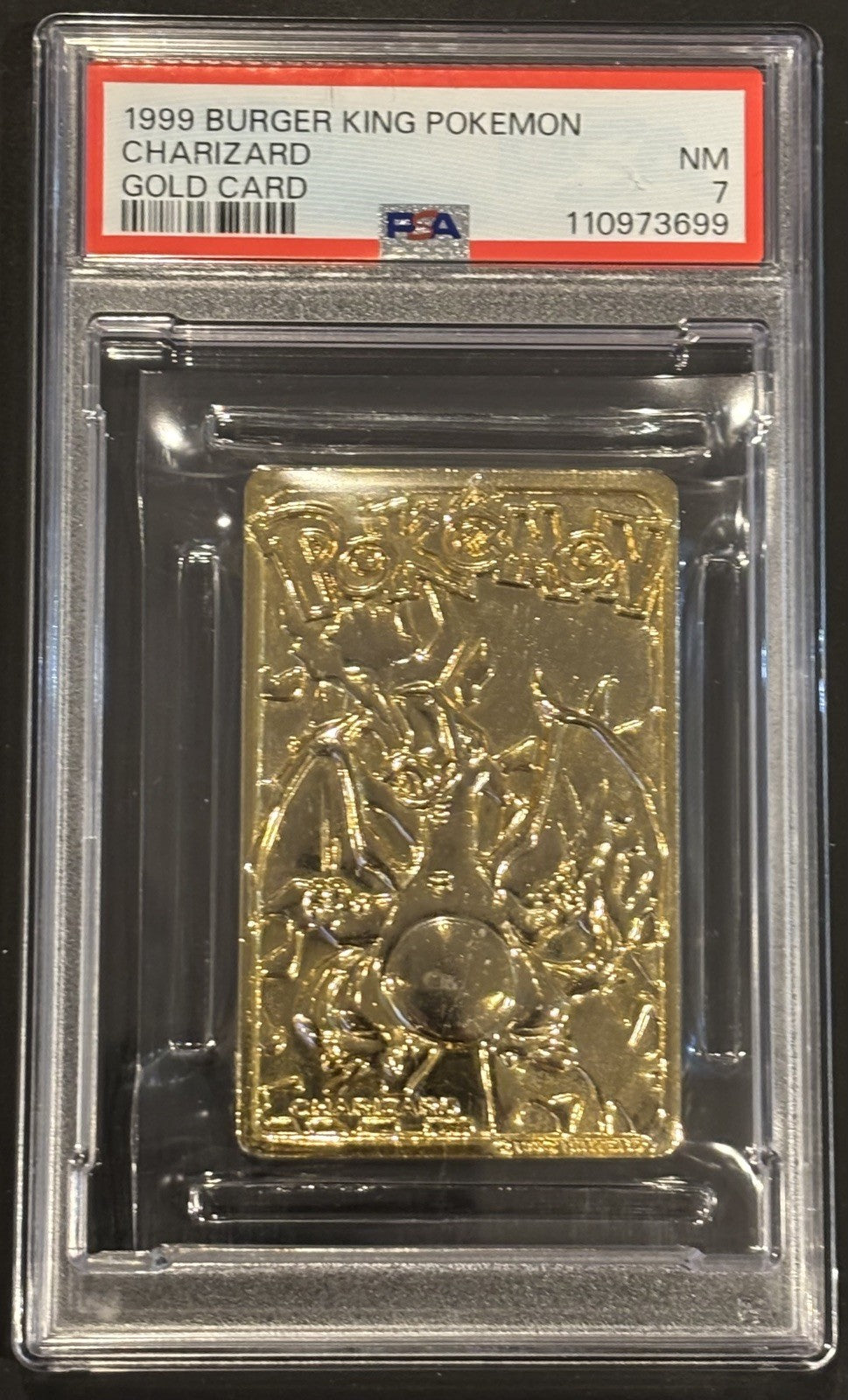 1999 BURGER KING POKEMON GOLD CARDS CHARIZARD PSA 7