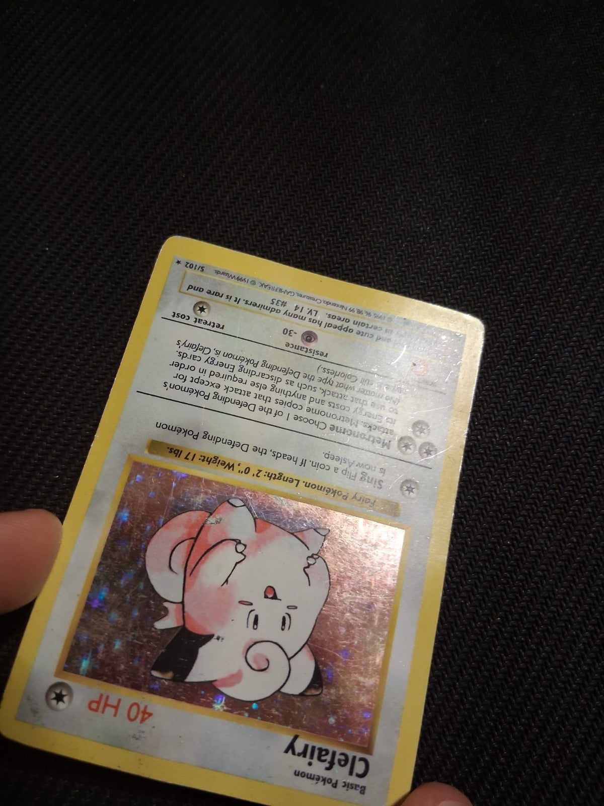 Pokémon TCG Clefairy Base Set 5/102 Holo Shadowless Holo Rare- HP