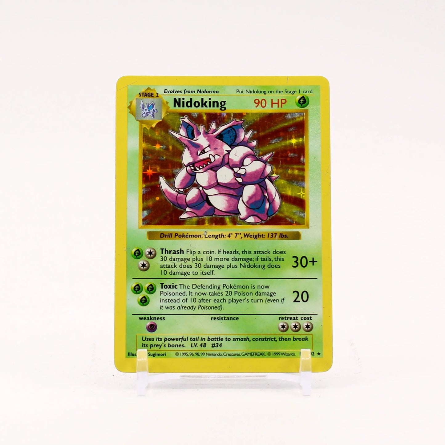 Nidoking - 11/102 Base Set Shadowless Holo Rare Pokemon - HP