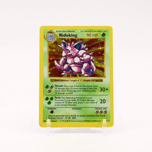 Nidoking - 11/102 Base Set Shadowless Holo Rare Pokemon - HP