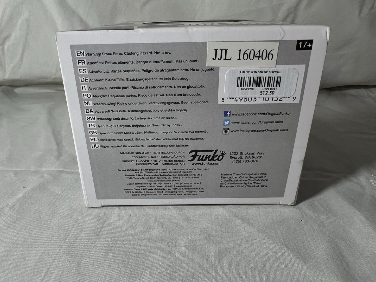Funko Pop! Game of Thrones Jon Snow #07 Vinyl Figure Hot Topic Exclusive New A2