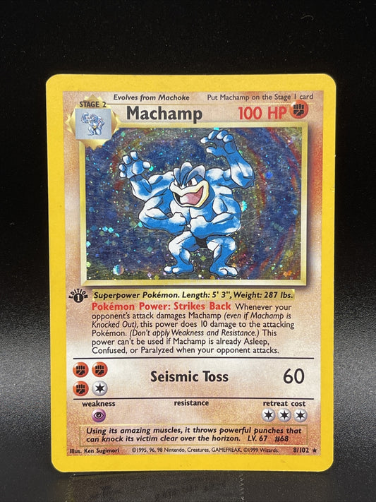 Machamp Base Set 8/102 1st Edition Holo Rare - Pokémon TCG - ✨ Galaxy Holo! ✨