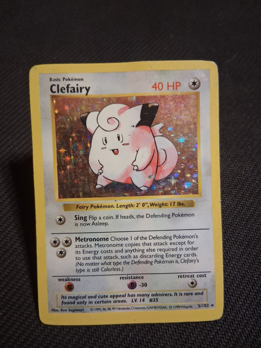 Pokémon TCG Clefairy Base Set 5/102 Holo Shadowless Holo Rare- HP