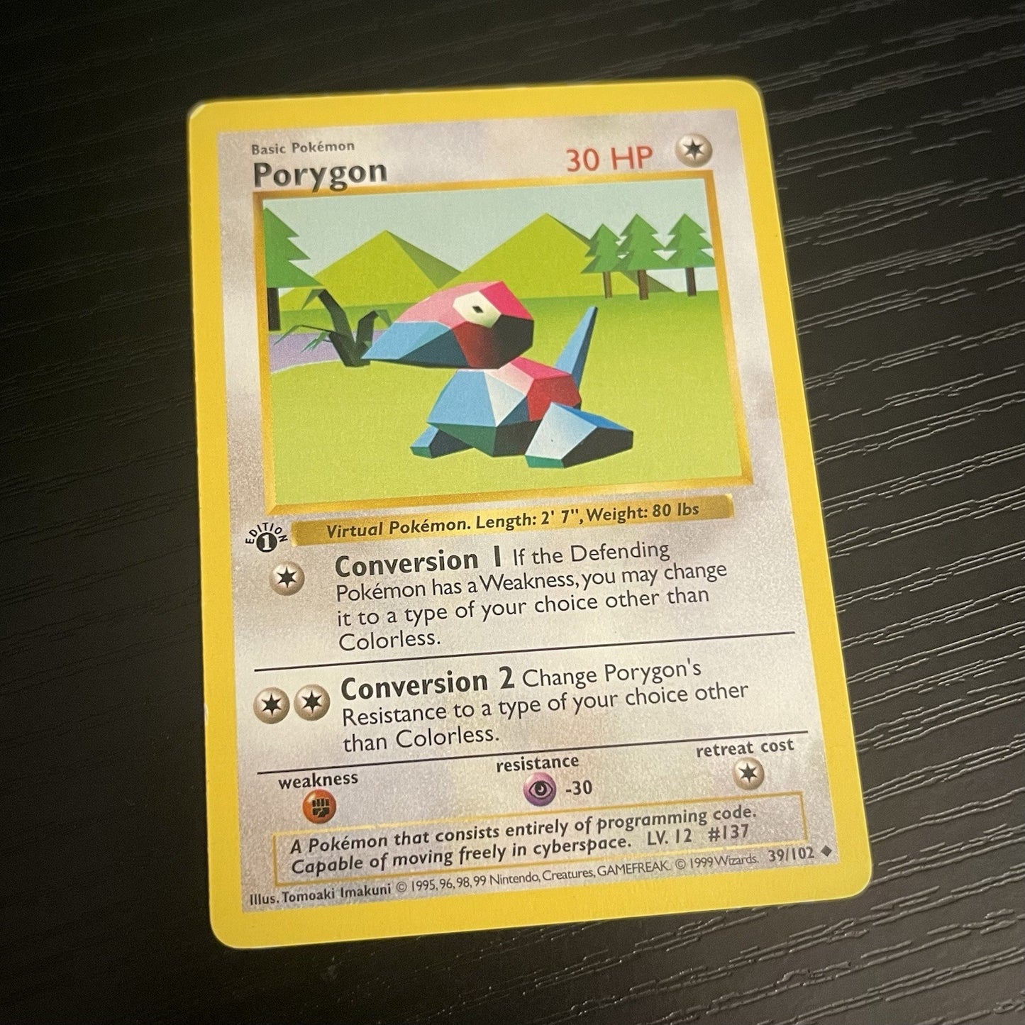 1999 Pokemon TCG Porygon Base Set 1st Edition Shadowless Uncommon NonHolo 39/102