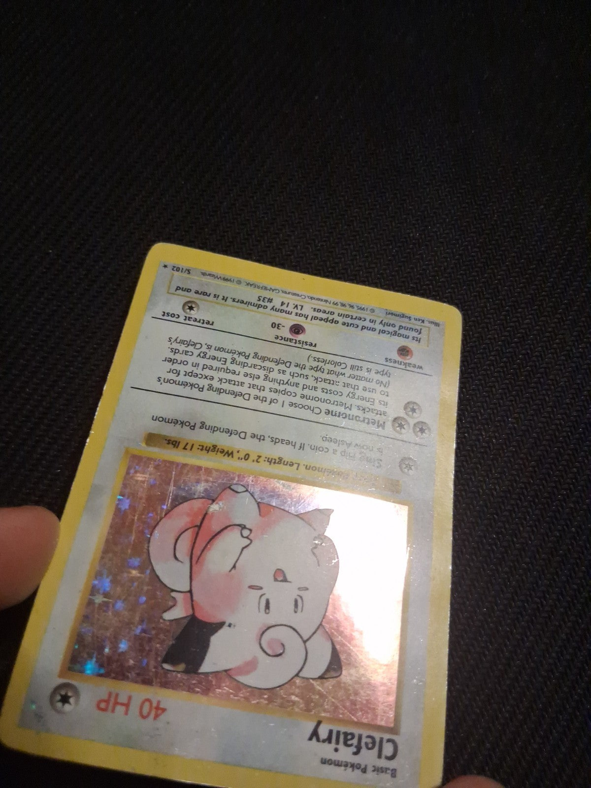 Pokémon TCG Clefairy Base Set 5/102 Holo Shadowless Holo Rare- HP