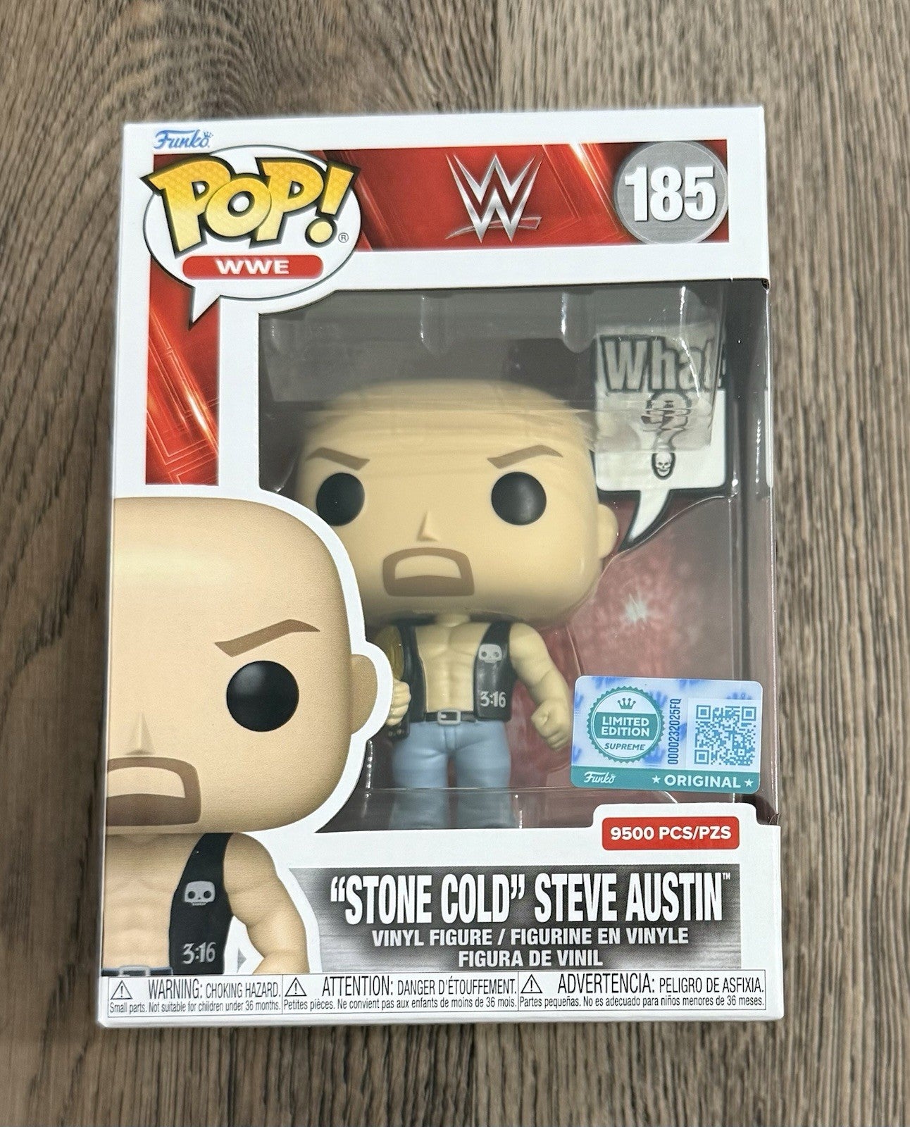Funko Pop! WWE Wrestling Stone Cold Steve Austin (“WHAT?”) #185 Exclusive LE9500
