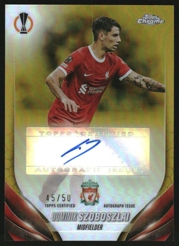 2023 Topps Chrome UEFA Chrome Autographs Gold #CA-DS Dominik Szoboszlai Auto /50