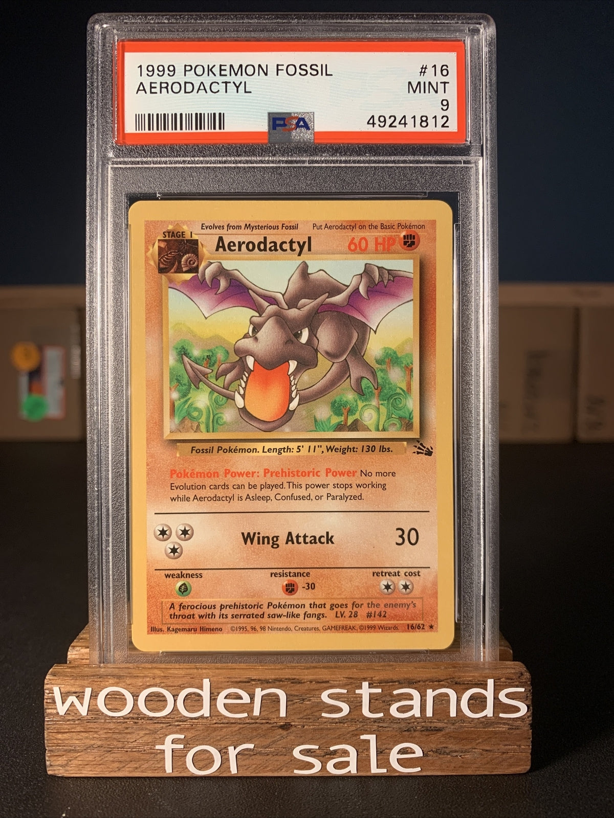 PSA 9 MINT Aerodactyl 16/62 Fossil Set Rare Pokemon Trading Card