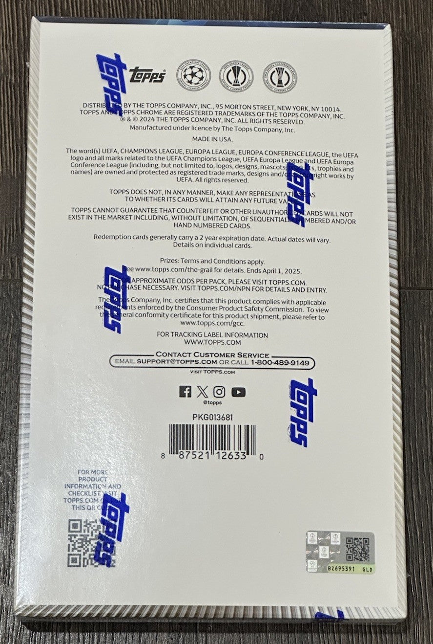 2023/24 Topps Chrome UEFA Club Soccer Factory Sealed Hobby Box Lamine Yamal