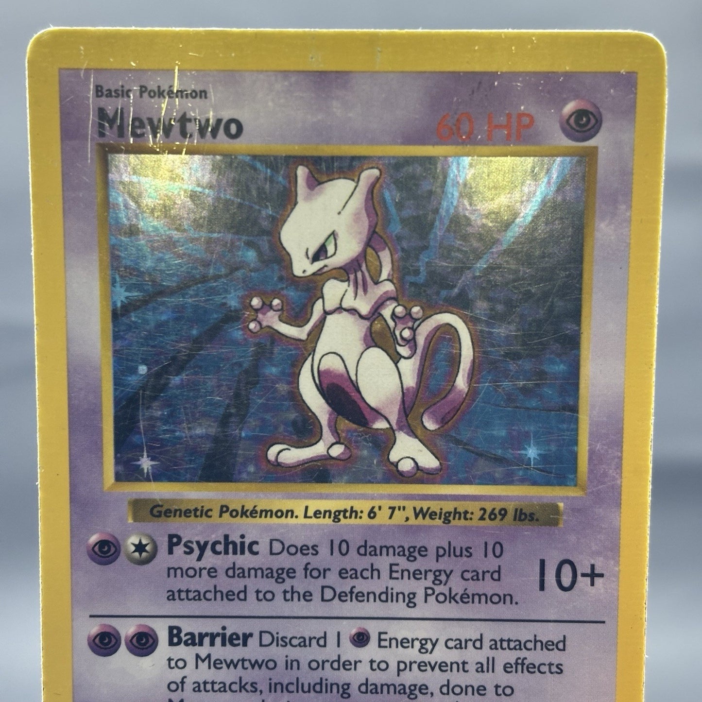 Mewtwo 10/102 Shadowless Base Set Holo Rare Pokemon Card TCG Vintage 1999 DMG