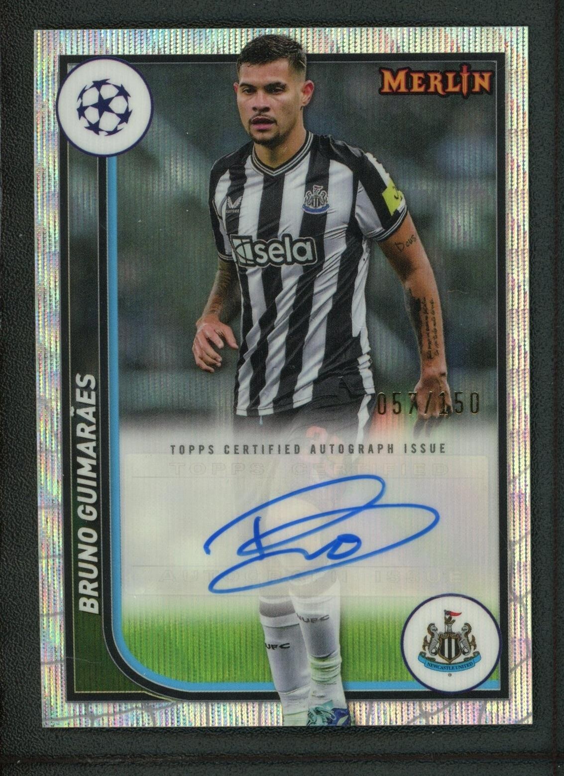 2024 BRUNO GUIMARAES 057/150 AUTO TOPPS MERLIN UEFA CHAMPIONS LEAGUE WAVE