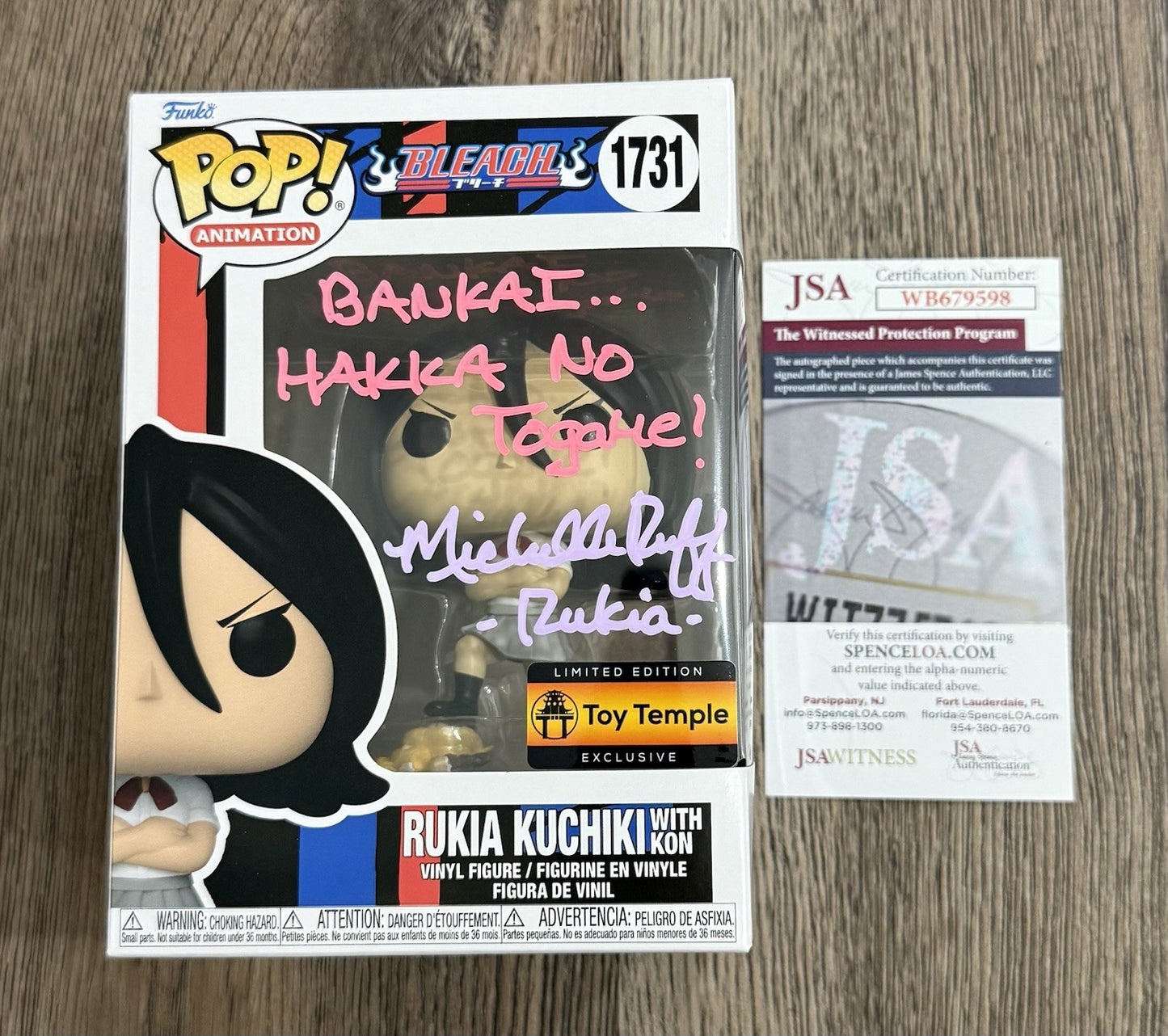 Funko Pop! Bleach Rukia Kuchiki #1731 Toy Temple Signed By Michelle Ruff JSA COA