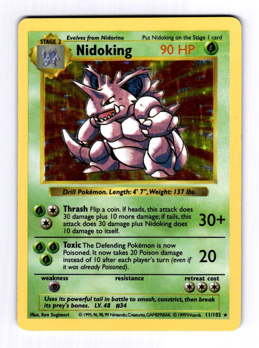 Nidoking Base Set (Shadowless) #011 (1998) Holo HP Pokemon