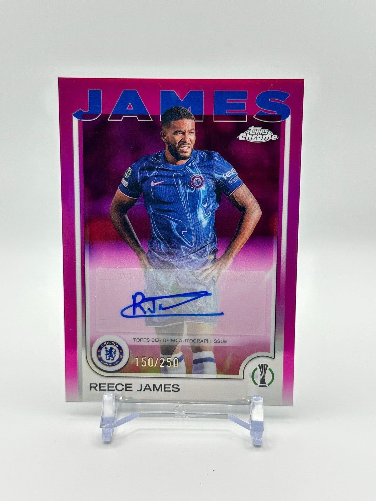 2024-25 Topps Chrome UCC Reece James Pink Auto 150/250 Chelsea