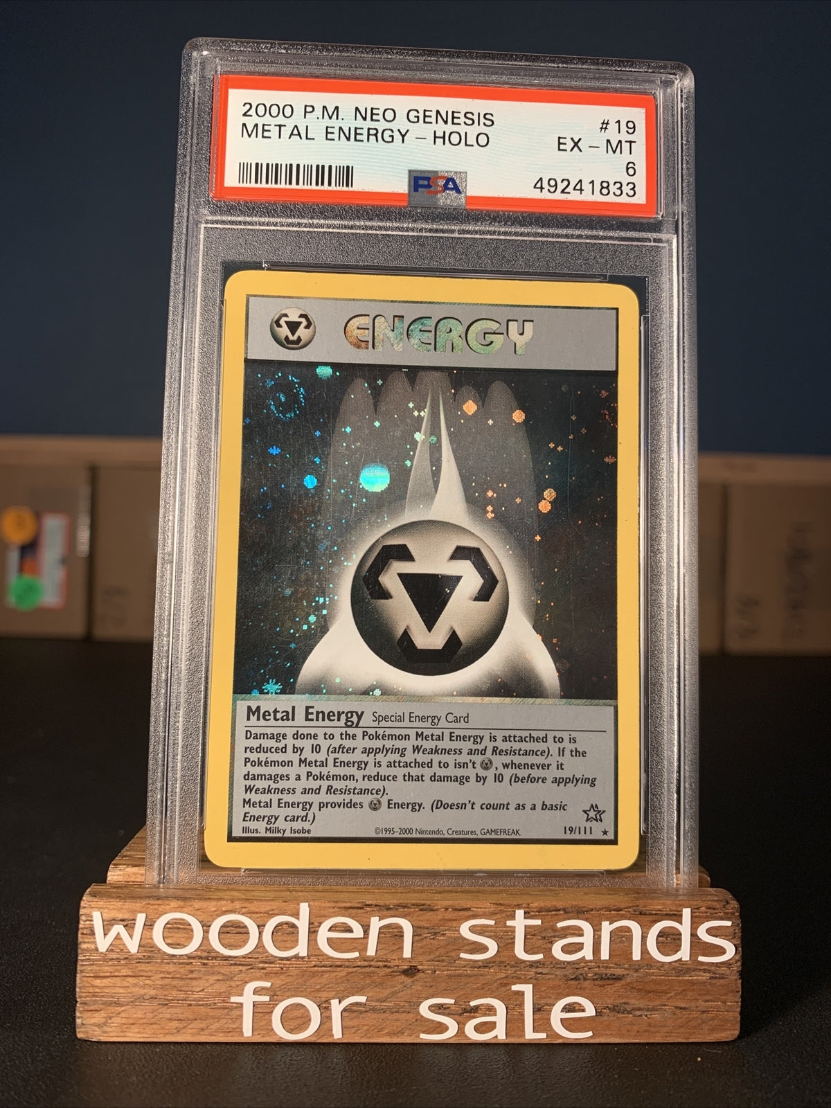 PSA 6 EX-MT Metal Energy Holo Neo Genesis 19/111 Pokemon Card