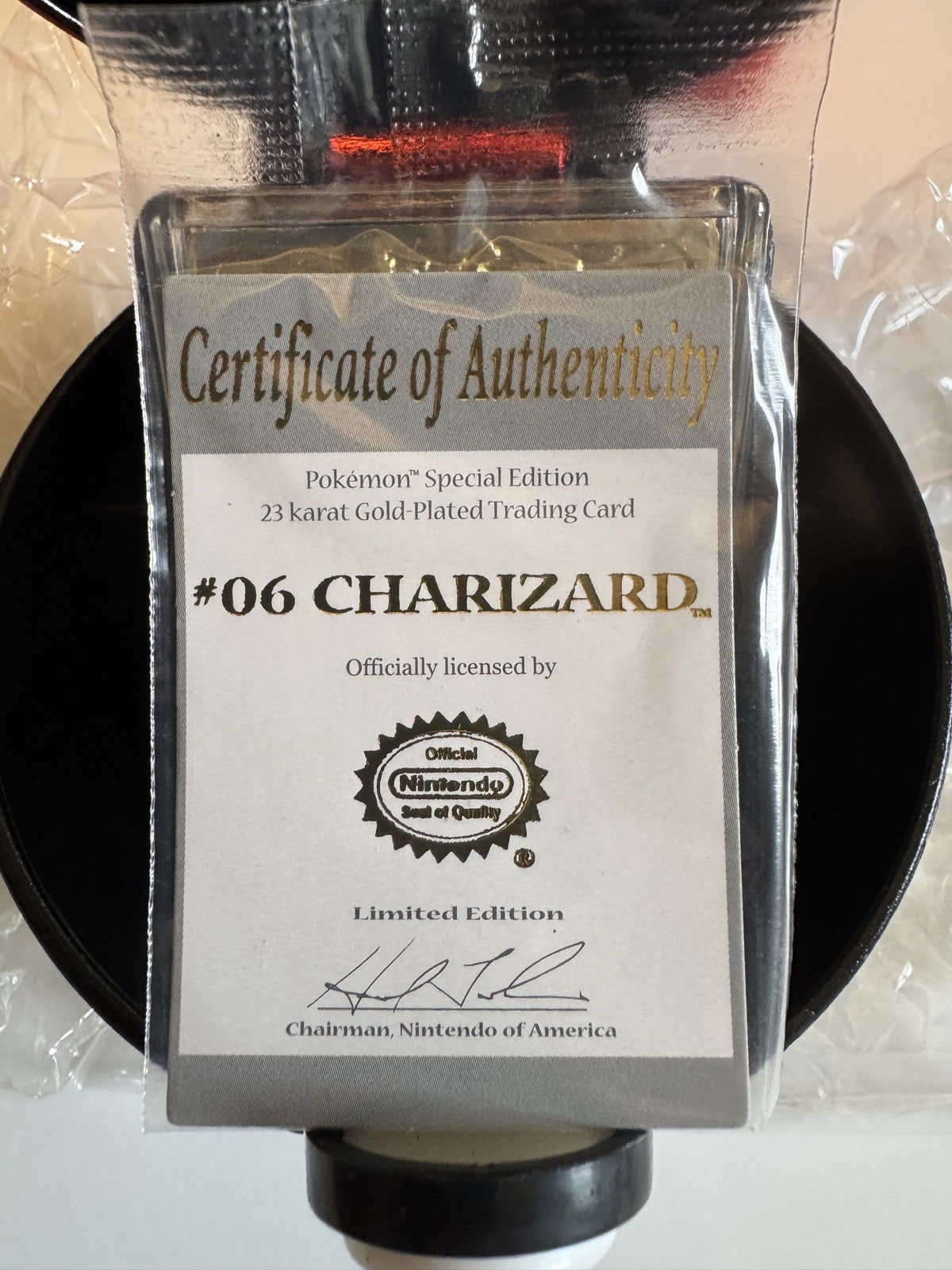 23K Gold Plated CHARIZARD Trading Card 1999 Burger King Pokemon Ball