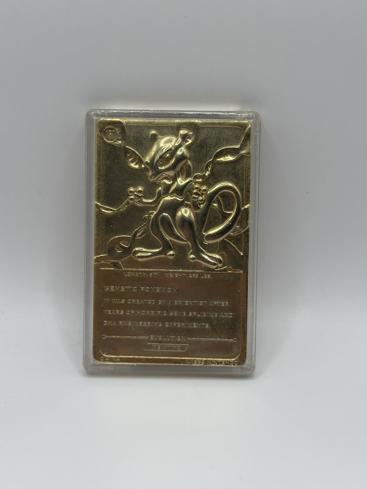 1999 Pokemon 23K Gold Plated Mewtwo Trading Card Burger King Limited Edition