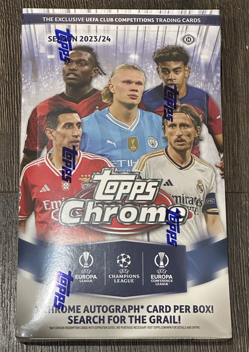 2023/24 Topps Chrome UEFA Club Soccer Factory Sealed Hobby Box Lamine Yamal
