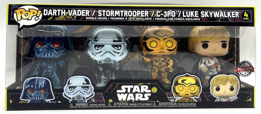 Funko Pop Star Wars Retro Series Vader Trooper C-3PO Luke 4 Pack Special Edition