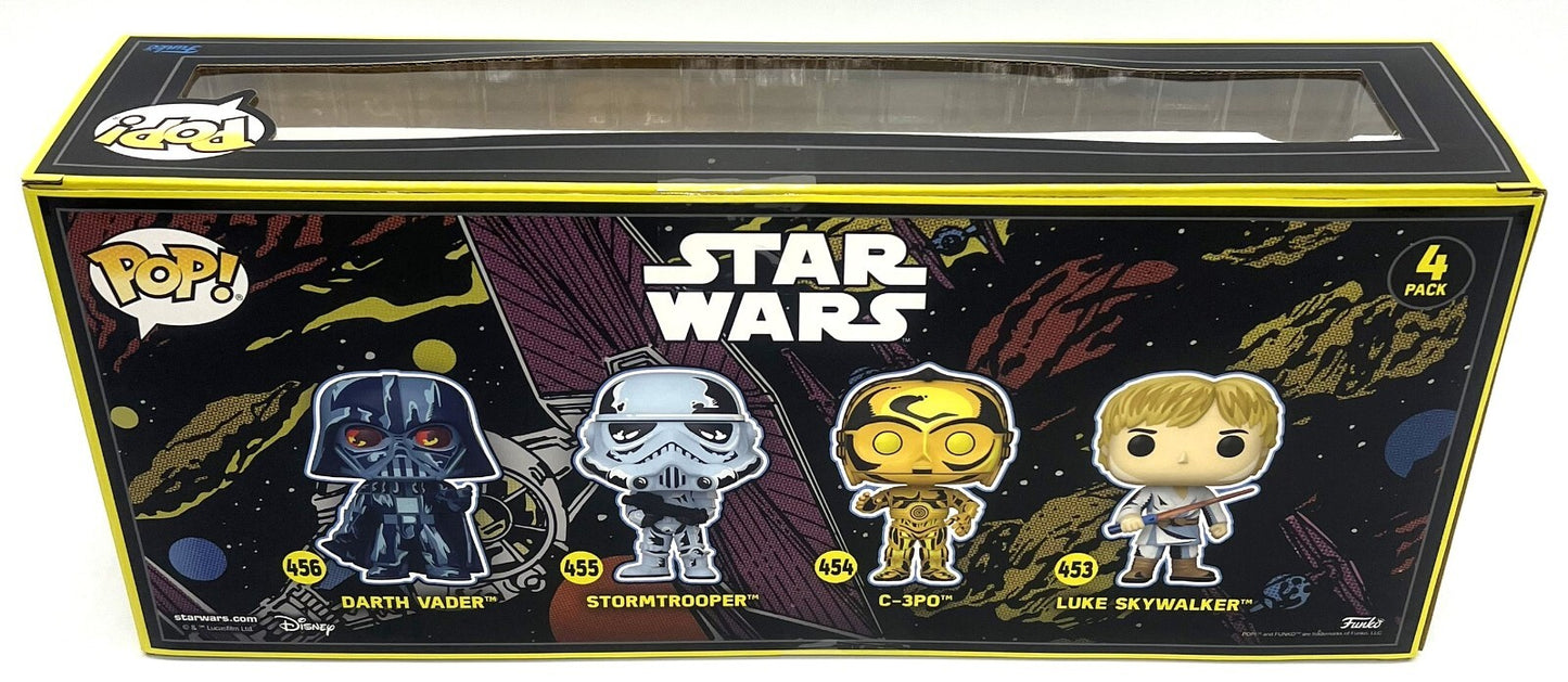 Funko Pop Star Wars Retro Series Vader Trooper C-3PO Luke 4 Pack Special Edition