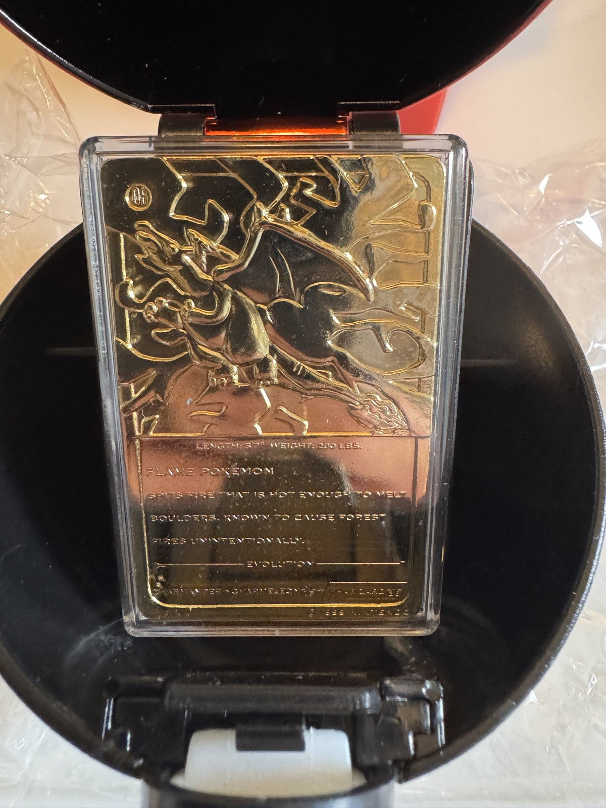 23K Gold Plated CHARIZARD Trading Card 1999 Burger King Pokemon Ball