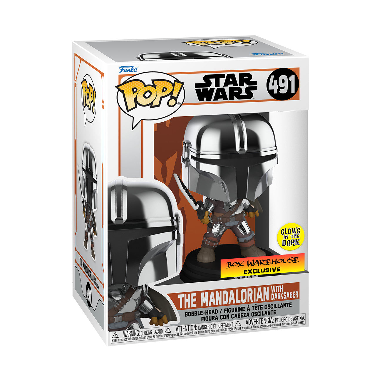 Funko Pop! Vinyl: Star Wars - The Mandalorian with Dark Saber (Glows in the dark)