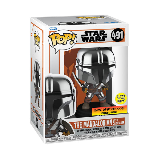 Funko Pop! Vinyl: Star Wars - The Mandalorian with Dark Saber (Glows in the dark)