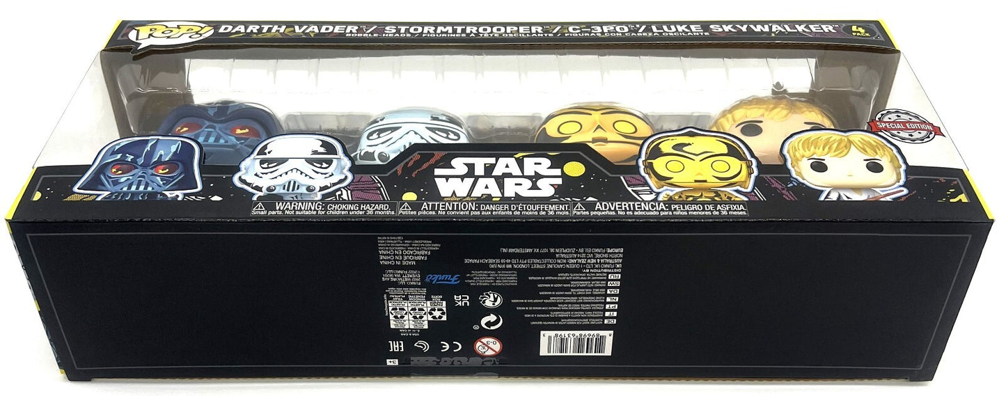Funko Pop Star Wars Retro Series Vader Trooper C-3PO Luke 4 Pack Special Edition