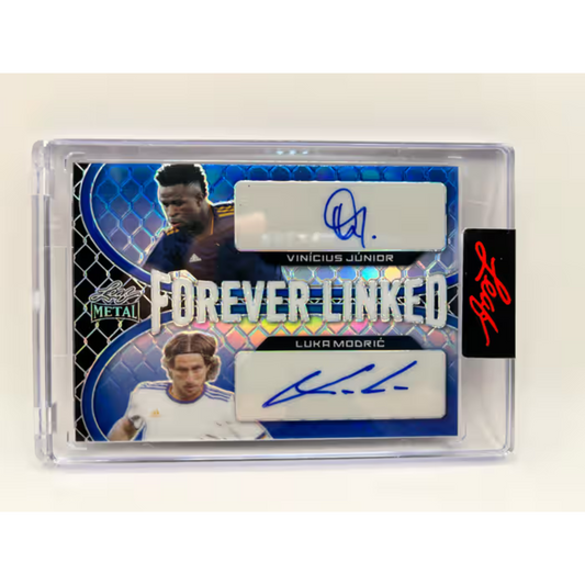 2022 Leaf Metal Real Madrid Vinicius Junior Luka Modric Forever Linked Dual Auto /6