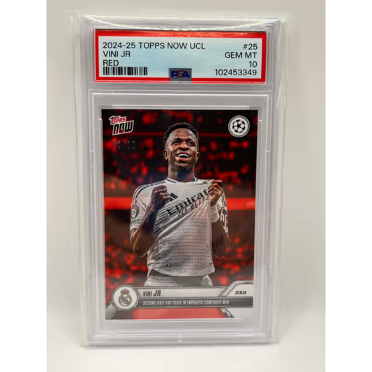 2024 Topps Now UCL Real Madrid Vinicius Junior Red /10 PSA GEM Mint 10