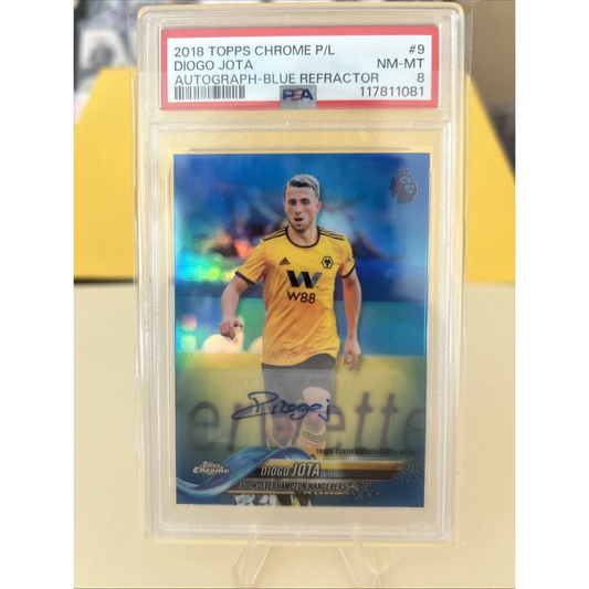 2018-19 Topps Chrome Premier League Diogo Jota Blue Refractor Autographs /150