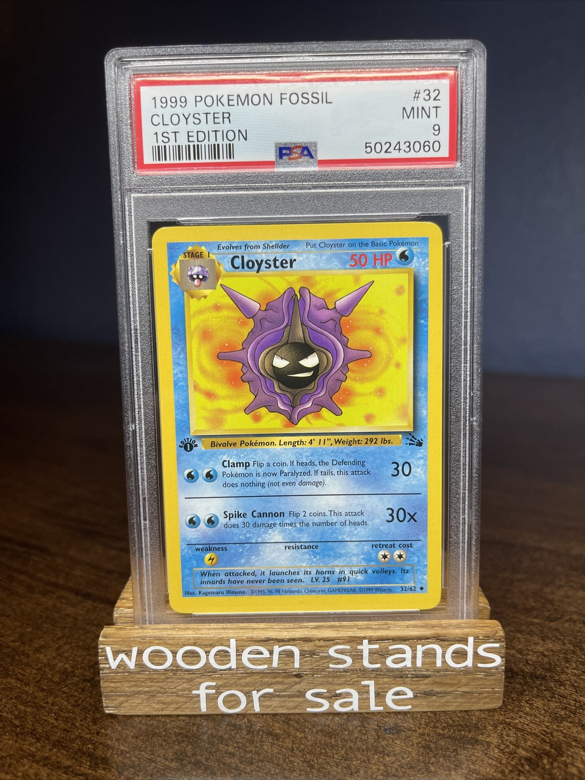 PSA 9 MINT Cloyster 32/62 1st Edition Fossil Set Pokemon Trading Card