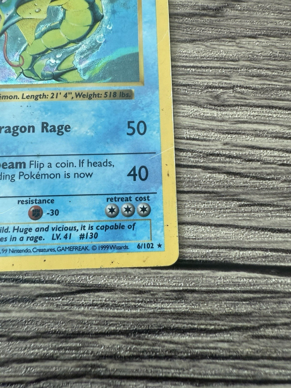 Pokemon Gyarados Holo Rare Base Set Shadowless #006/102